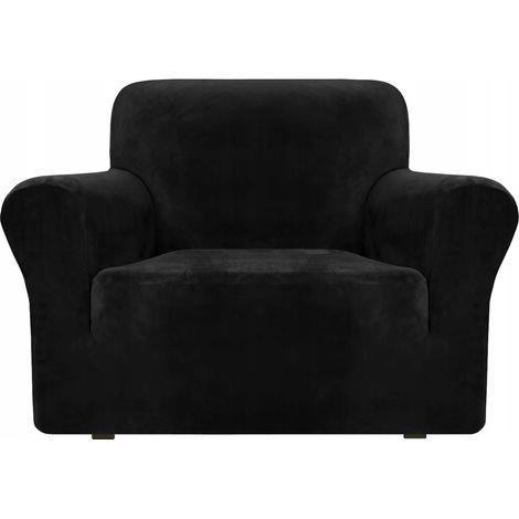 Bezug für Sessel, Sofa, Einsitzer, elastischer Samt, TESS, schwarz
