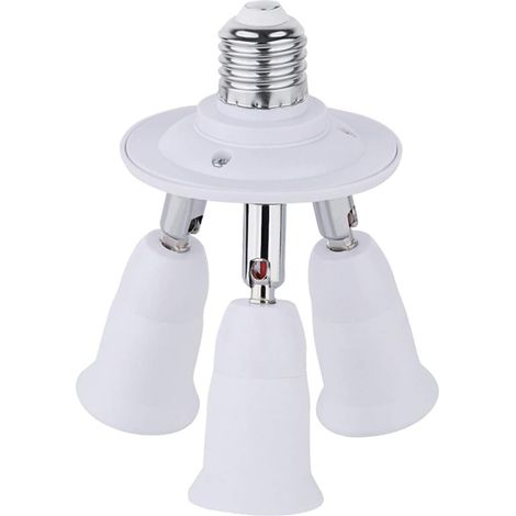 E27 Triple for LED Bulb Screw, 360° Adjustable, AC 220-240V, 3 E27 Adapter for Ceiling Bulb Holder, Adjustable E27 Socket Extension Lighting for Studio/Garage, White
