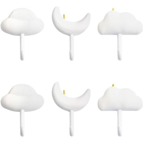 BUNTHAUS 6er-Pack Sternenwolken-Dekohaken, Klebehaken für Wohnzimmer, Schlafzimmer, Kinderzimmer, Kindergarten (1/5)