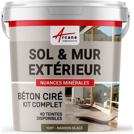 béton ciré, extérieur, pour sol, mur, terrasse, escalier, enduit, décoratif, minéral, en kit - 10 m² (en 2 couches) Marron Glacé - ARCANE INDUSTRIES