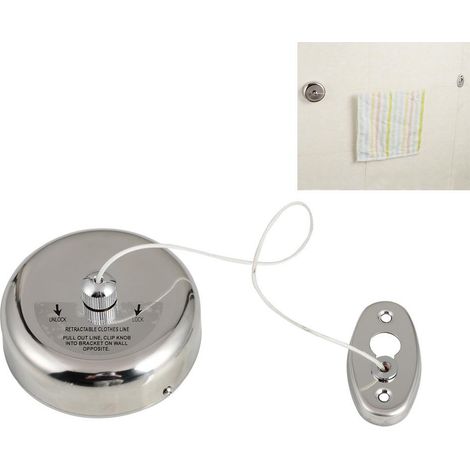 Séchoir à linge rétractable en acier inoxydable, extensible, finition chromée poli, corde réglable 2,8 m, pour intérieur, extérieur et balcon (1/5)