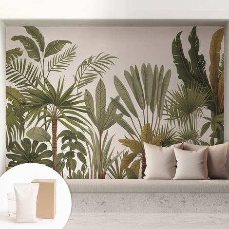 Tapete Dekorative Vliestapete mit Klebe für Wand - Mustertapete - moderne Einrichtung - für Büro Exotische Blätter 208x146 cm (1/5)