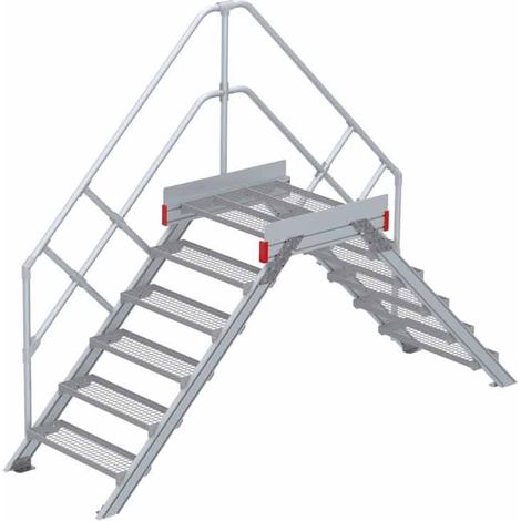 Euroline 512 Überstieg 45° 800mm Stufenbreite 2x6 Stufen Stahl Gitterrost