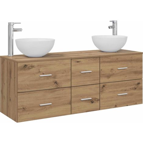 Bathroom Cabinet Set 3 pcs Artisan Oak 49.5 x 35 x 63 cm vidaXL (1/5)