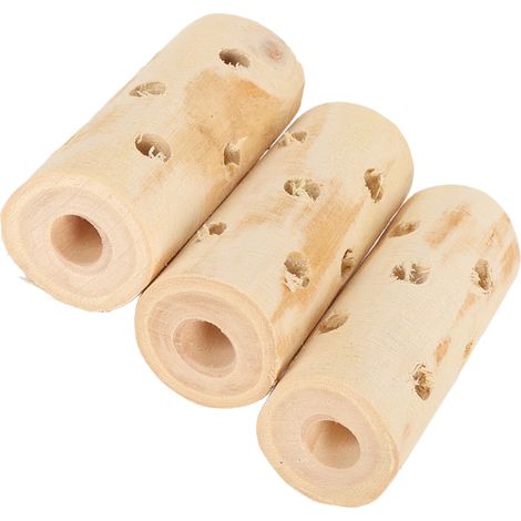 Lot de 3 bâtonnets à mâcher en bois de pommier pour petits animaux (chinchillas, hamsters, cochons d'Inde, lapins, sans écorce). (1/5)