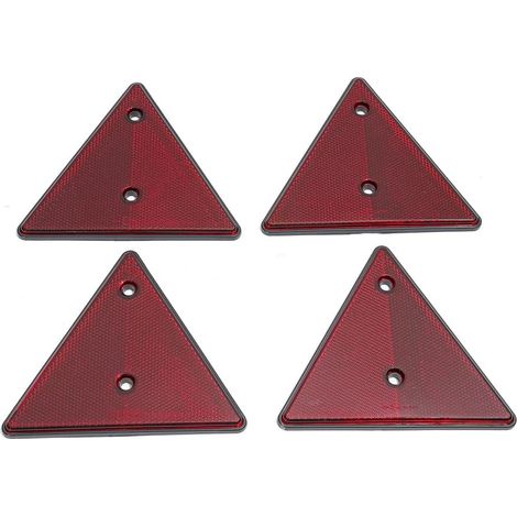 4 x Catadioptre Triangle Rouge, Catadioptre Triangle pour Remorque, Catadioptre Visser Fixe Remorque Réflecteurs, Catadioptre Triangle Signalisation, Appliquer à RV Caravanes Remorque Camion (1/5)