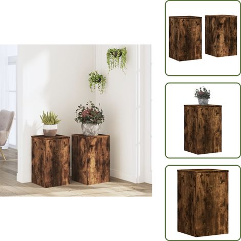 Supports muraux - vidaXL Supports pour plantes 2 pcs chêne fumé bois d'ingénierie - Supports décoratifs (1/5)
