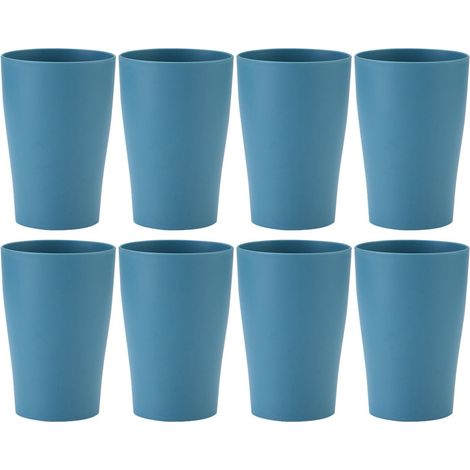 Lot de 8 gobelets réutilisables, incassables, lavables, pour la maison, les voyages et la salle de bain, bleus (1/5)