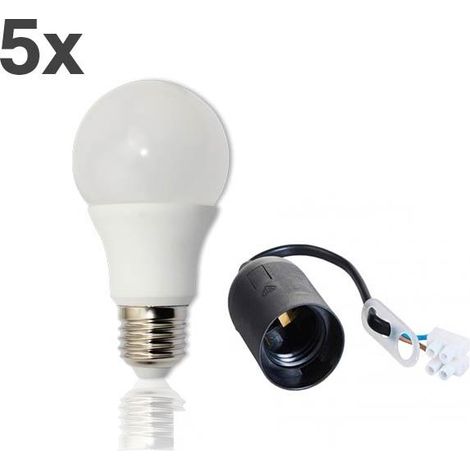 5x LED Leuchtmittel 7W 500lm + Baufassung E27 (1/2)