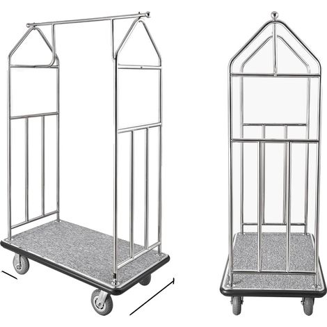 Chariot à bagages d'hôtel, capacité lourde, acier inoxydable durable, 800LBS (1/2)