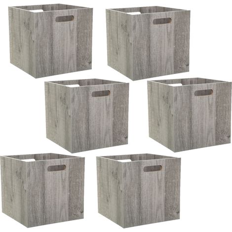 Five – Lot de 6 boîtes de rangement en MDF effet bois gris chêne – Dimensions 31x31x31 cm – Poids 2,4 kg – Pour rangement optimisé