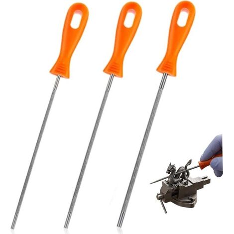 Lime de tronçonneuse 3 pièces, outil professionnel d'affûtage chaîne avec poignée orange confortable (4.0mm/4.5mm/4.8mm) - (1/4)