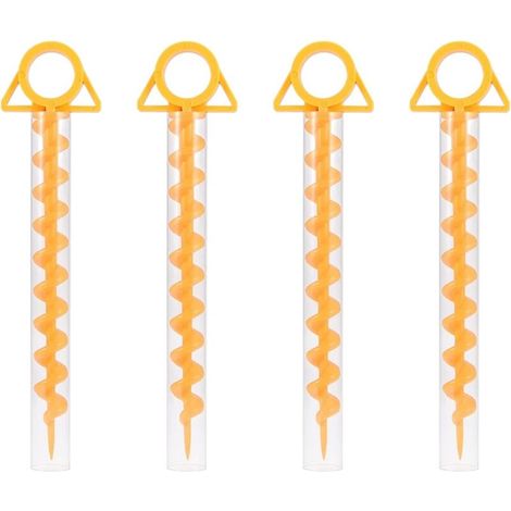 Piquets de Tente Spirale Sardine Tente Tent Peg Tente en Spirale Durable Piquet de Tente en Plastique Piquets de Tente 30 cm pour Tentes, Trampolines, Animaux de Compagnie, avec Tube, 4 Pièces (1/5)