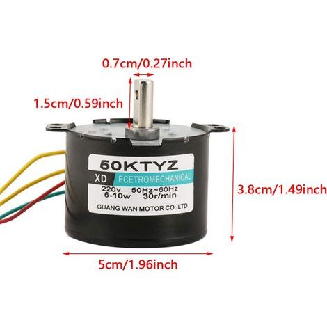 50KTYZ AC 220V 6-10w Moteur Synchrone à Aimants Permanents CW/CCW Moteur Electrique à Couple Elevé à Faible Vitesse (10rpm) (1/5)