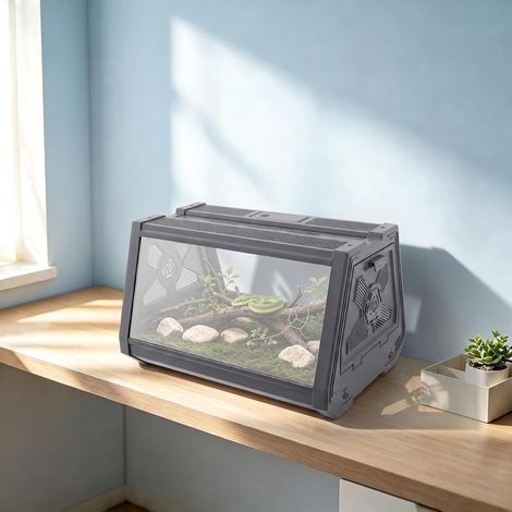 ABS Plastic Reptile Enclosure with Clear Front Panel,Ventilation Fence, Compact Desktop Reptile Pet Enclosure 3525.522cm for small- to medium-sized exotic pets (1/5)