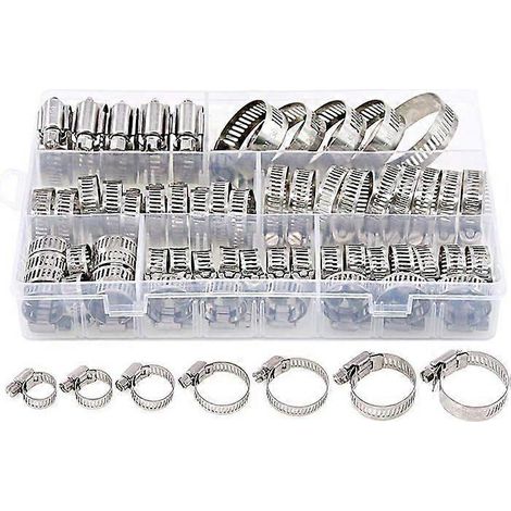 Kit de 40 colliers de serrage TICONN - Colliers de serrage à vis sans fin en acier inoxydable 304, diamètres 1/4" à 1-1/8", pour tuyaux, refroidisseurs d'air, plomberie, tubes et conduites de carburan (1/5)