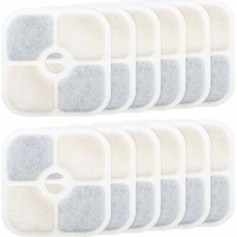 Filtri per fontanelle per animali domestici – 12 pezzi, compatibili con Catit PIXI 43717, dimensioni 8,4 x 8,4 cm, carbone attivo e schiuma