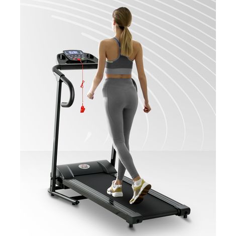 Tapis de course électrique pliable, avec écran LCD, vitesse de 0,8 à 10 km/h et 3 programmes, puissance 500 W, 123 x 62 x 117 cm, noir (1/5)