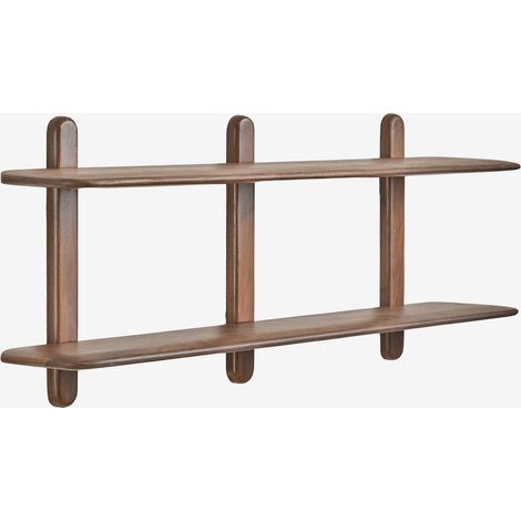 SKLUM Wandregal aus Holz Veleta  &x2194&xFE0E 130 cm            Akazienbraun dunkel            2 Fachböden         
