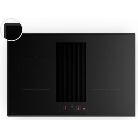 Klarstein Velaire Plaque Induction avec Hotte Intégrée - 4 Zones, 8400W Boost, Curseur Tactile, Minuterie, Sécurité Enfants, Détection Casseroles, Verre Noir 80cm, Plaque Cuisson Hotte Intégrée