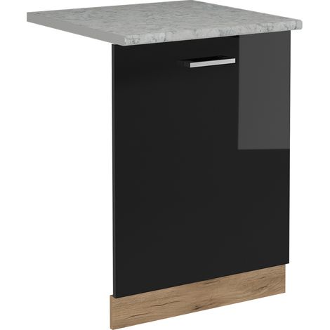 Panel frontal del lavavajillas R-Line, Negro brillo intenso, 60 cm , ET Mármol, Vicco (1/5)
