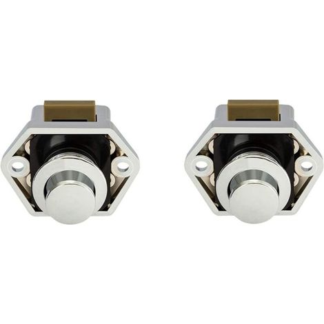 Bouton Poussoir Camping Car - Loquet Serrure Bouton Fermeture Porte Placard pour RV Caravane de Moteur 2 pièces(Chromé), Irisfr (1/5)