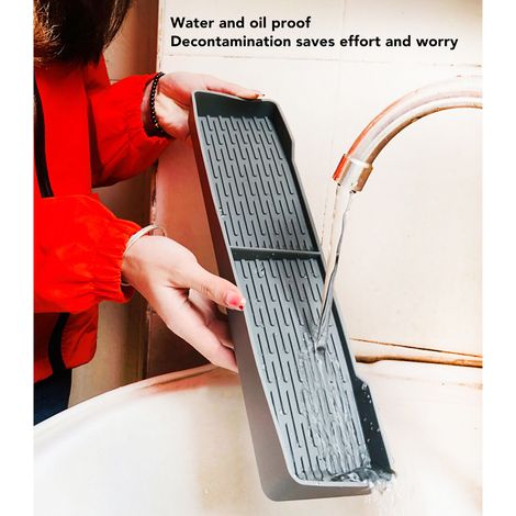 Ortviai Étagère magnétique pour plaque de cuisinière en silicone anti-dérapante et étanche – Lot de 2, gris (1/4)