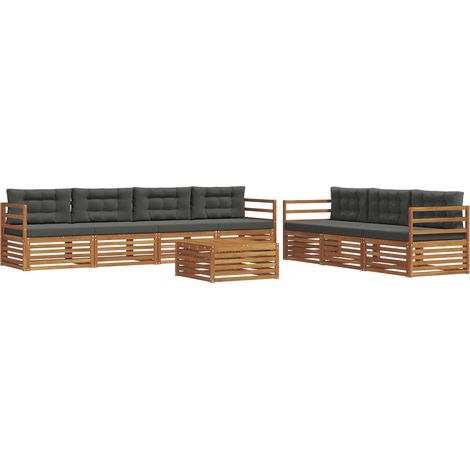 Ensemble de canapés d'extérieur 8 pcs Salon de jardin Naturel et Anthracite (1/5)