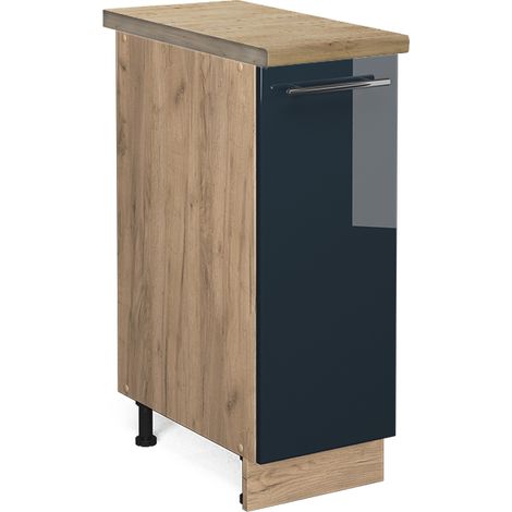 Armadio cucina dispensa alto Fame-Line, Blu scuro lucido, 30 cm , PL Rovere, Vicco