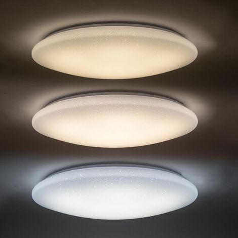 Plafonnier LED Rond Plat 48W Etoilé - Blanc Froid - SILUMEN