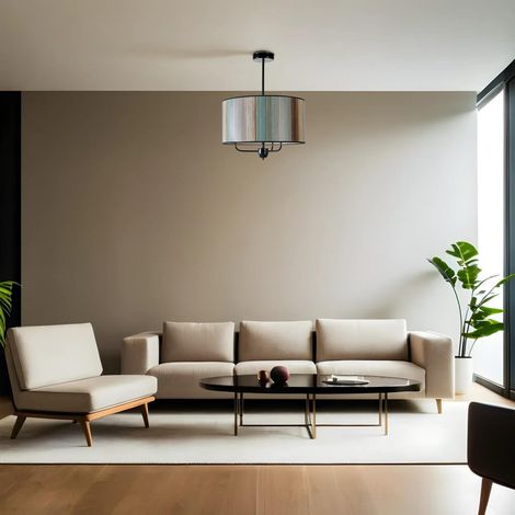 lustre en métal, 45 cm de diamètre, 70 cm de hauteur, culot E27, max. 40 W, pour la maison et le bureau, indice IP20, capuchon en tissu (1/5)