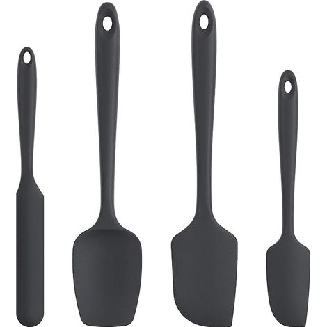 Raclette de cuisine en silicone U-TASTE 315°C, spatule résistante à la chaleur pour cuisson et pâtisserie, lot de 4 ustensiles flexibles antiadhésifs sans BPA, noir (1/5)