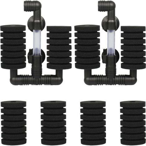 2 PCS Kit Filtre Exhausteur Aquarium Filtre d'aquarium Double avec 4 Éponges de Rechange pour Filtrage Biologique et Mécanique (1/5)