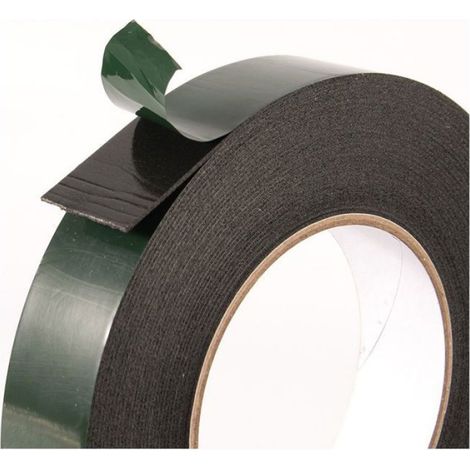Ruban Adhésif Double Face - Mousse PE - 20 mm x 10 m - Pour Montage Automobile Et Décoration Intérieure - Noir - 2 Rouleaux (1/3)