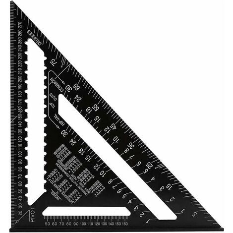 Professioneller metrischer Dreieckswinkel, 30 cm/300 mm, hochpräziser Zimmermannswinkel, Winkelmesser aus Aluminiumlegierung für Holzbearbeitung, Schnellwinkel-Holzmesswerkzeug, Schwarz (1/5)