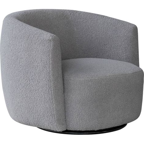 Fauteuil pivotant teddy gris style scandi bohème - gris clair chiné bouclé teddy (1/5)