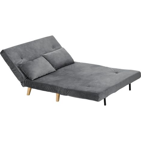Canapé-lit convertible, canapé relax, avec 2 coussins, aspect velours, 130 x 78 x 79 cm, gris (1/5)