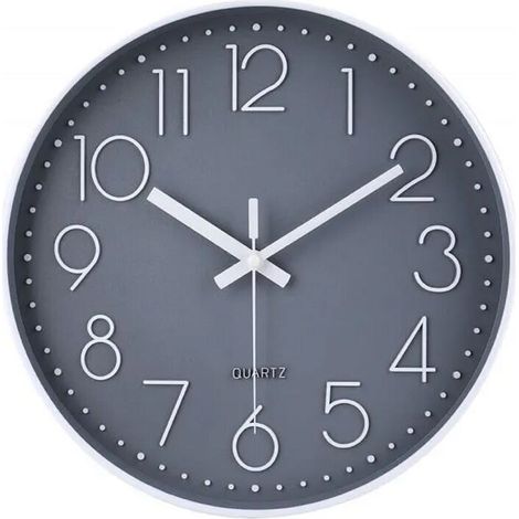 Horloge Murale Silencieuse Moderne, Horloge Murale Pour Chambre Cuisine Salon - Gris - 30cm (1/4)