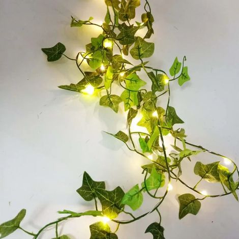 Guirlandes 2M 20 LED à Feuilles Vertes, Vigne Artificielle pour Décoration Murale Maison, Noël, Mariage et Fêtes – Couronnes de Noël (1/4)
