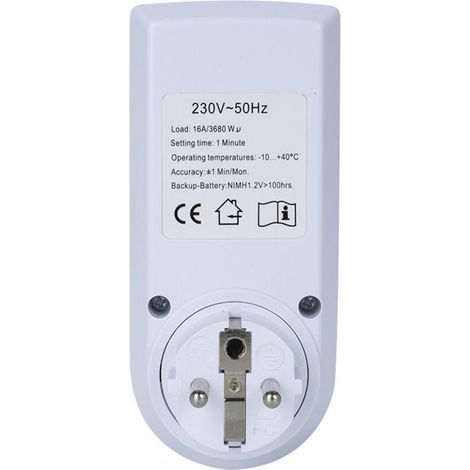 Programmierbares digitales Stecker-Timer-Paket, Steckdosen-Timer mit LCD-Display und Diebstahlschutz-Zufallsmodus, mit französischer Anleitung, Energieeinsparung für Haushaltsgeräte (1/3)