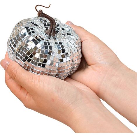 Boule disco argentée à miroir, boule disco en forme de citrouille, 10 cm (1/5)