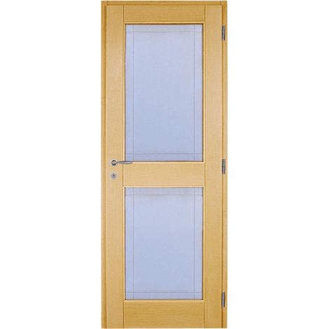Porte nue, sans cadre, bois Erable, 73 cm, 2 carreaux, recouvrement  - Reivilo