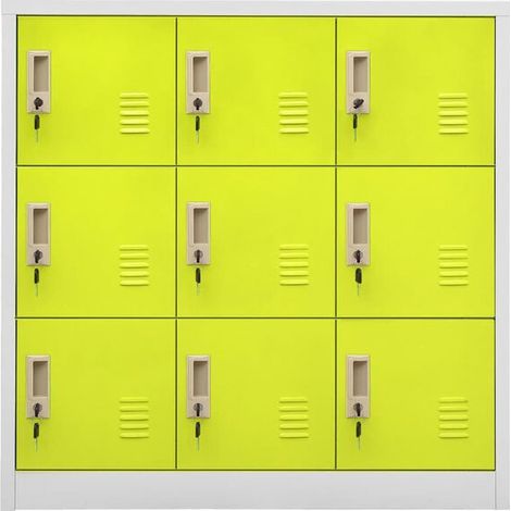 Armoire à casiers en acier, gris clair et vert, 90x45x92,5 cm (1/5)