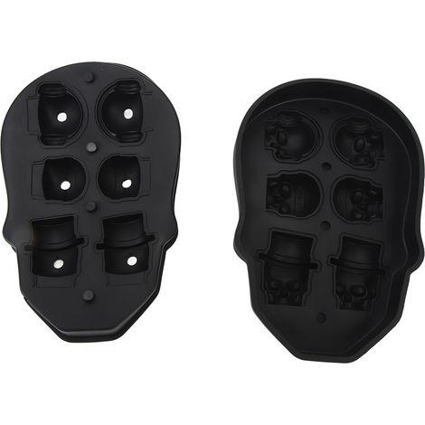 3D-Totenkopf-Eiswürfelform aus flexiblem Silikon mit 6 Mulden für kalte Getränke, Cocktails, Gebäck und Pralinen (1/5)