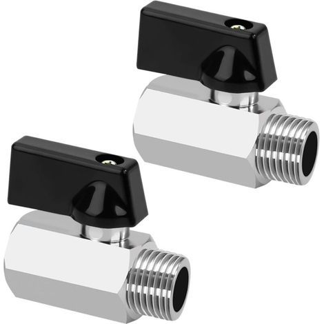Valvola a sfera in ottone, 2 pezzi, per compressore d'aria, 1/2" femmina x 1/2" maschio, valvola di intercettazione per gas, acqua e olio. (1/4)