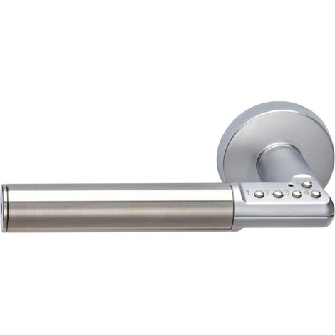 Vachette – Poignée de porte sur rosace chromée velours – Condamnation par code – Pour portes intérieures 35 à 80 mm – Carré 7mm avec vis M4 (1/10)