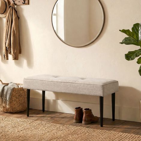 Banc 100x36x48 cm en tissu beige et noir - NAZCA