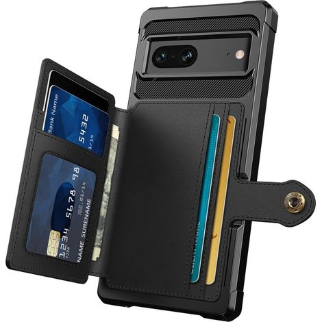 Funda para Google Pixel 7, funda híbrida con bolsillo y ranura para tarjetas, color negro. (1/5)