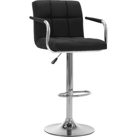 Chaise de bar tissu noir et pied métal chromé Nexur (1/5)