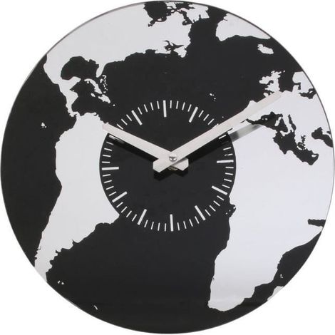 Horloge murale - HOME DECO FACTORY - Mappemonde - Verre - 30x30 cm - Design essentiel (1/5)